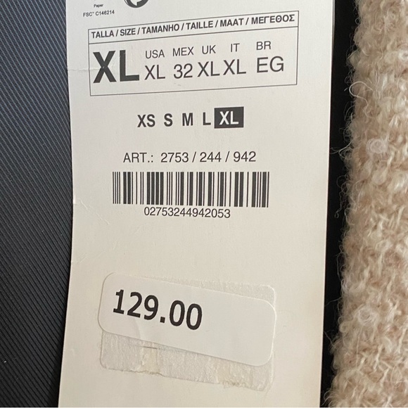 Zara Long Line Wool Blend Tweed/Boucle Style Blazer Jacket Coat in Beige Pink - Picture 3 of 7